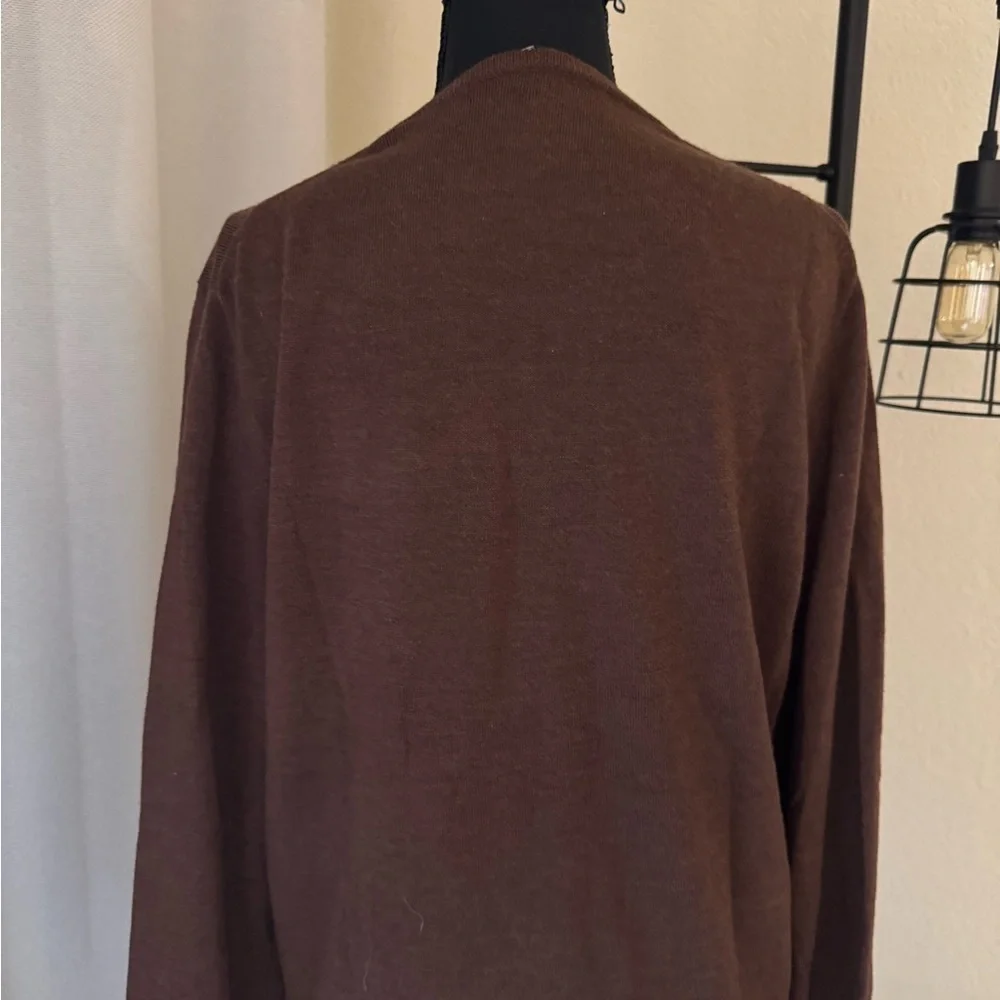J.Crew Merino Wool V-Neck Sweater Mens Medium Brown Slim Fit Business Casual
